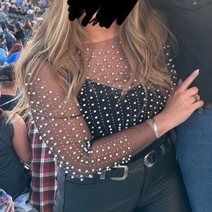 Beaded Mesh Top